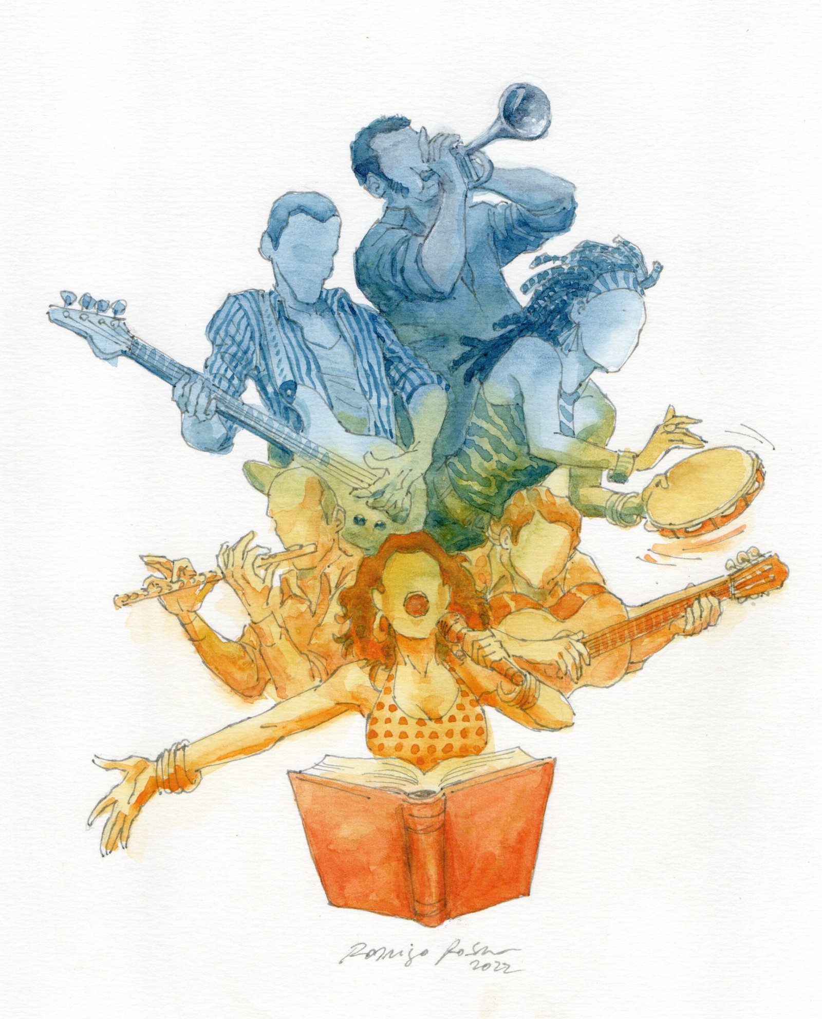 A música popular na literatura brasileira. Ilustração: Rodrigo Rosa.